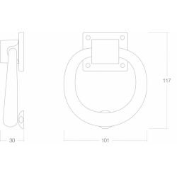 Deurklopper rond 107mm messing ongelakt