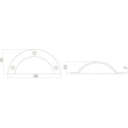 Komgreep 88 mm messing ongelakt