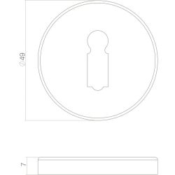 Rozet sleutelgat verdekt 49x7mm messing getrommeld