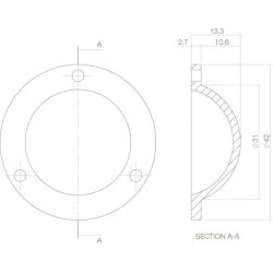 Afdekplaatje voordeurknop messing getrommeld