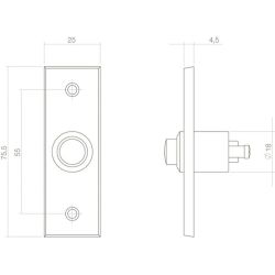 Deurbel rechthoekig smal messing getrommeld