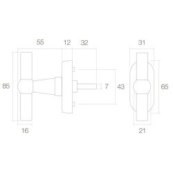 Raamkruk T-model messing getrommeld