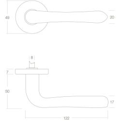 Deurkruk Saturnus op rond rozet messing gelakt