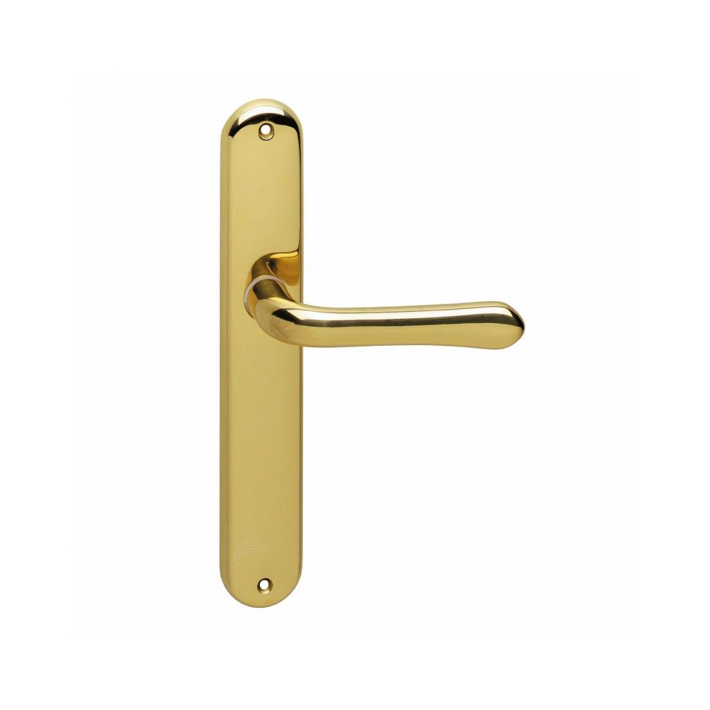 Deurkruk Saturnus op blind schild messing gelakt