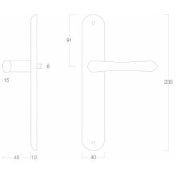 Deurkruk Saturnus op blind schild messing gelakt