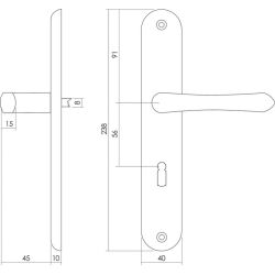 Deurkruk Saturnus op schild sleutelgat 56mm