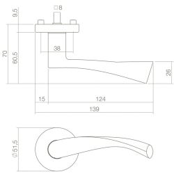 Deurkruk Vlinder op rond rozet messing gelakt