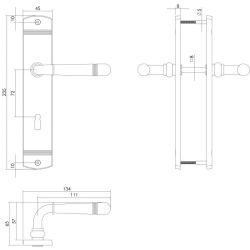 Deurkruk Emily op schild sleutelgat 72 mm messing gelakt