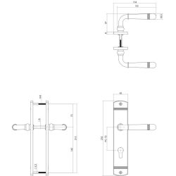 Deurkruk Emily op schild profielcilinder 72mm messing gelakt