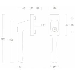Raamkruk zwaar afsluitbaar messing gelakt