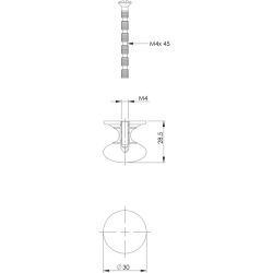 Meubelknop Paddenstoel ø 30 mm achterplaat messing gelakt