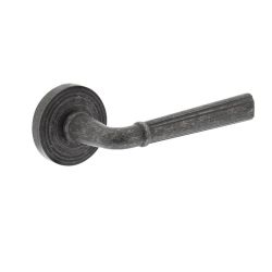 Deurkruk Bellevue rozet oud grijs