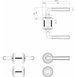 Deurkruk Bellevue rozet oud grijs