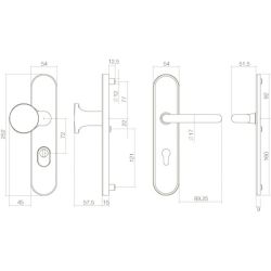 SKG3 Veiligheid-schilden greep/kruk PC 72mm met kerntrek beveiliging messing ongelakt