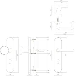 Veiligheidsbeslag SKG3 profielcilindergat 72 mm ovaal messing gelakt