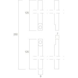 Stangenset tbv kruk-espagnolet lang 125cm nikkel mat