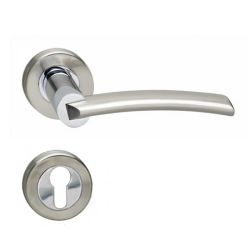 Deurkruk 1697 Sylvia op rond rozet 7mm nokken met profielcilindergat plaatjes chroom/nikkel mat