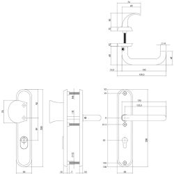 SKG3 Veiligheid-schilden greep/kruk profielcilindergat 55mm met kerntrek beveiliging RVS/mat zwart