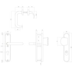 SKG3 Veiligheid-schilden greep/kruk profielcilindergat 72mm met kerntrek beveiliging RVS/mat zwart
