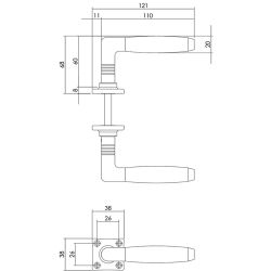 Deurkruk Ton nikkel/palissanderhout op vierkant rozet