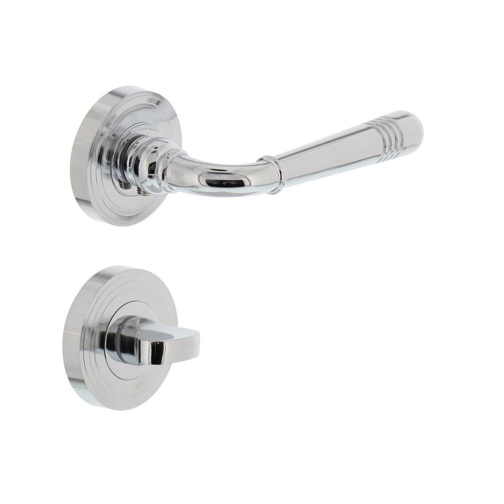 Deurkruk Emily rozet met toilet-/badkamersluiting chroom