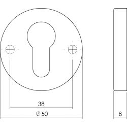 Rozet profielcilindergat rond verdekt chroom