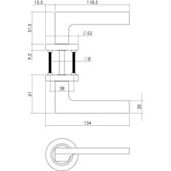 Deurkruk Ben rond rozet met sleutelgat nikkel mat