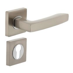 Deurkruk Dean rozet met profielcilindergat nikkel mat