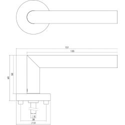 Deurkruk Hoek 90° geveerde rozet 