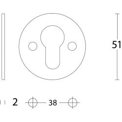 Rozet rond plat 50 mm profielcilindergat rvs plat