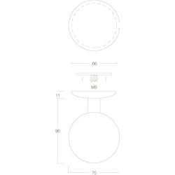 Voordeurknop bol ø75mm eenzijdige montage rvs