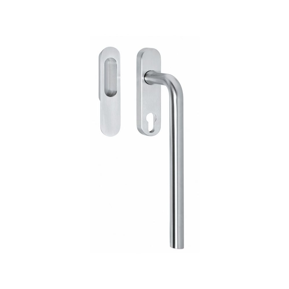 Hef-/schuifdeurbeslag recht profielcilindergat 69mm RVS