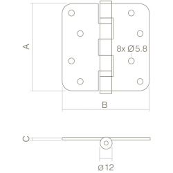 Kogellagerscharnier tot 100 kilo