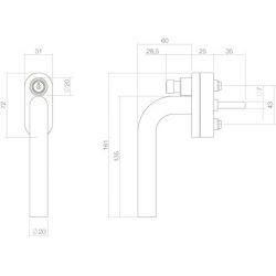 Raamkruk recht afsluitbaar SKG** rvs