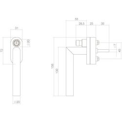 Raamkruk hoek afsluitbaar SKG** rvs