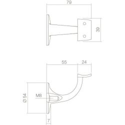 Leuninghouder achterplaat hol zadel rvs