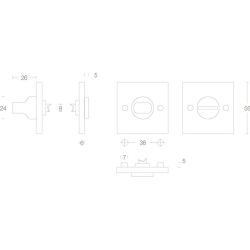 Rozet vierkant met toilet-/badkamersluiting chroom