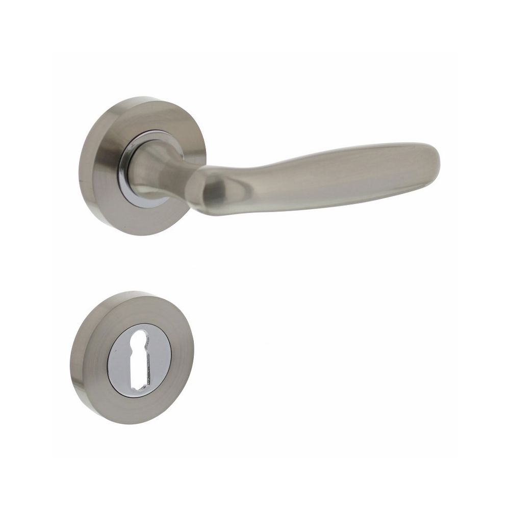 Deurkruk Bjorn op rond rozet met sleutelgat nikkel mat