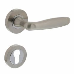 Deurkruk Bjorn op rond rozet met profielcilindergat nikkel mat