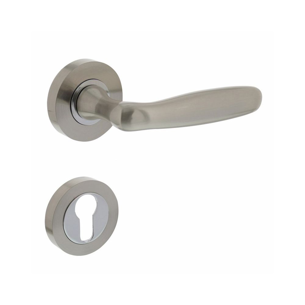 Deurkruk Bjorn op rond rozet met profielcilindergat nikkel mat