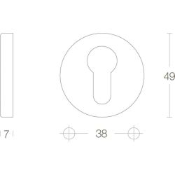 Rozet met profielcilindergat rond verdekt nikkel mat