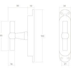 Raamespagnolet T-kruk nikkel mat