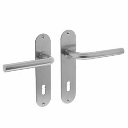 Deurkruk Recht ø16mm slank op schild sleutelgat 72 mm rvs geborsteld