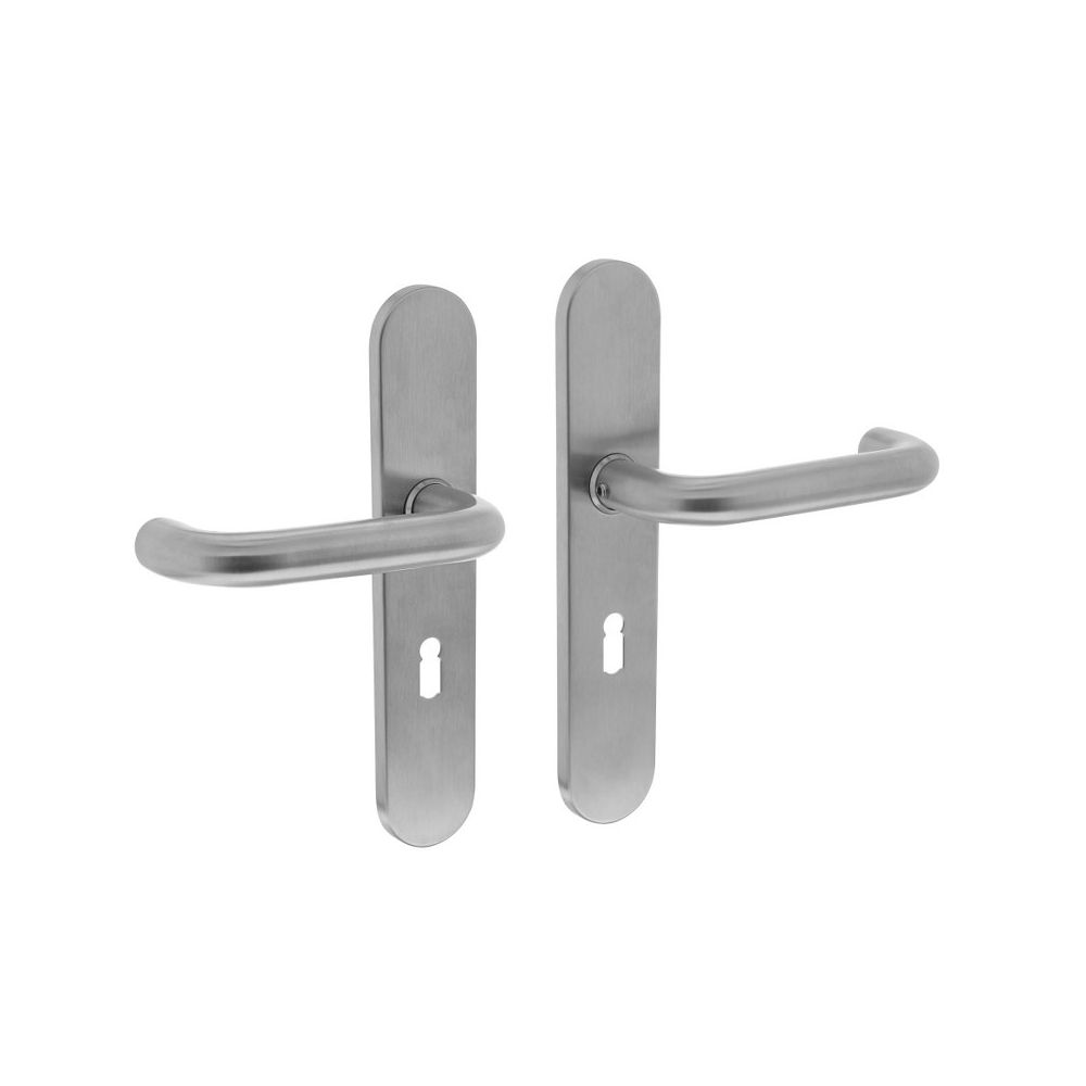 Deurkruk Rond op verdekt schild sleutelgat 56 mm rvs geborsteld