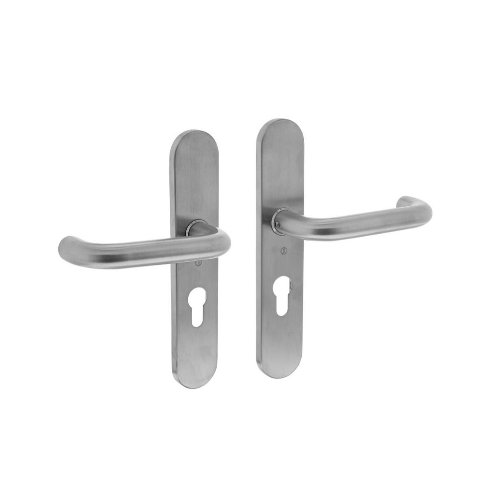 Deurkruk Rond op verdekt schild profielcilindergat 55 mm rvs geborsteld