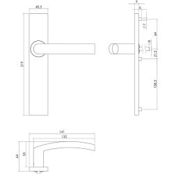 Deurkruk Blok op rechthoekig schild blind rvs geborsteld