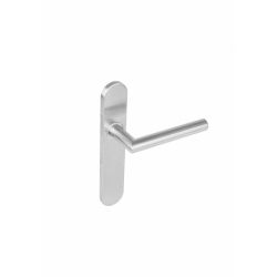 Deurkruk Hoek 90° op verdekt schild blind groot krukgat rvs geborsteld