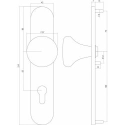 Knop op schild verdekt profielcilindergat 55 mm rvs geborsteld