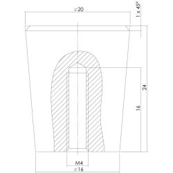 Meubelknop ø 20 mm conisch rvs geborsteld