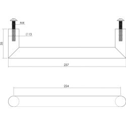 Meubelgreep 237 mm rvs geborsteld